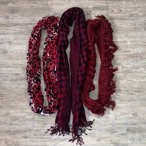 Stylish Red and Black Women's Scarves  3 Scarves